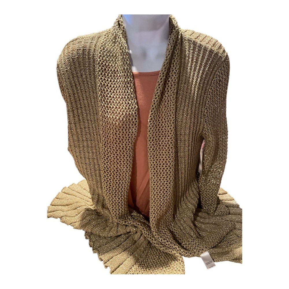 Women’s Gold  buttonless Cardigan Sweater Size Petite Xl